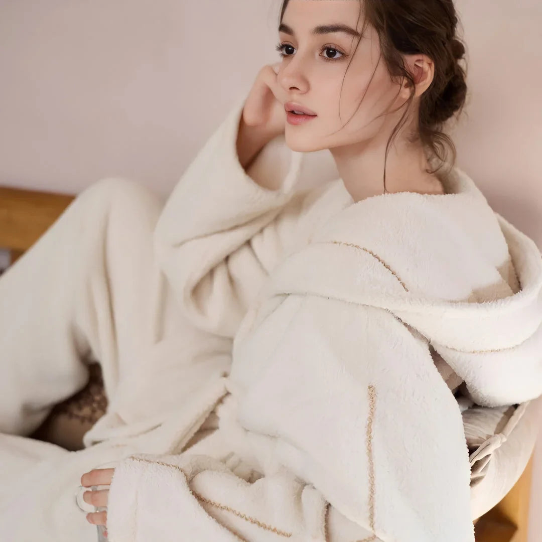 Plush Contrast Stitch Fleece Pajama Set