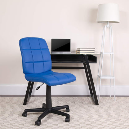 Flash Furniture Clayton Mid-Back Blue Quilted Vinyl Swivel Task Office Chair Furniture Home & Kitchen Home Office Chairs Home Office Desk Chairs Home Office Furniture