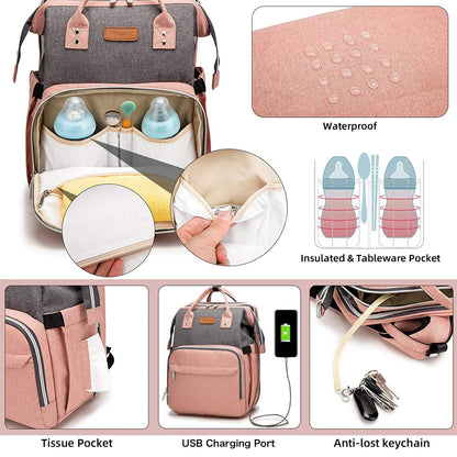 3 in 1 Diaper Bag Backpack with Changing Station, Baby Bags for Girls Boys, Newborn Baby Shower Gifts, Large Capacity Mommy Bag with USB Charging Port Baby Products Backpacks Diaper Bags Diapering