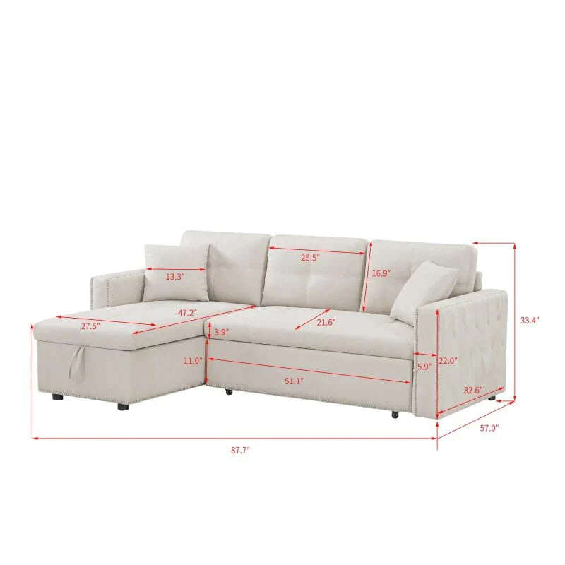 87.7" Delsin Sectional Sleeper Sofa