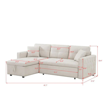 87.7" Delsin Sectional Sleeper Sofa