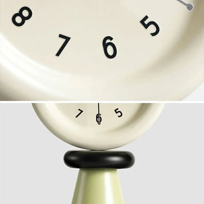 Sculptural Two-Tone Wood Table Clock