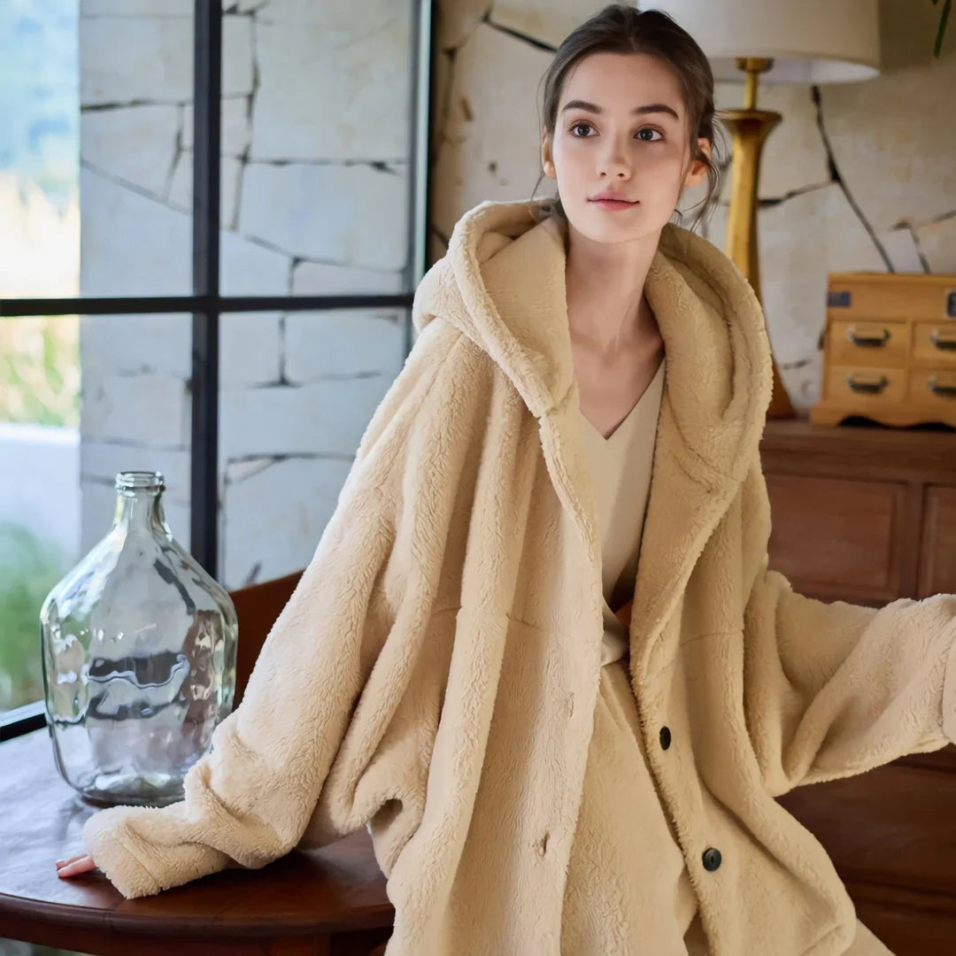 Plush Hooded Flannel Fleece Pajama Set