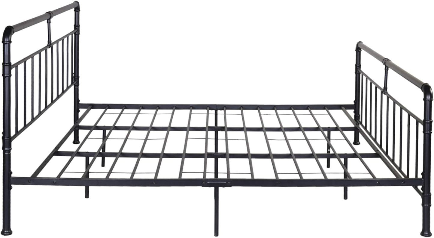 Christopher Knight Home Sally King-Size Iron Bed Frame, Minimal, Industrial, Flat Black Bedroom Furniture Beds Frames & Bases Furniture Home & Kitchen