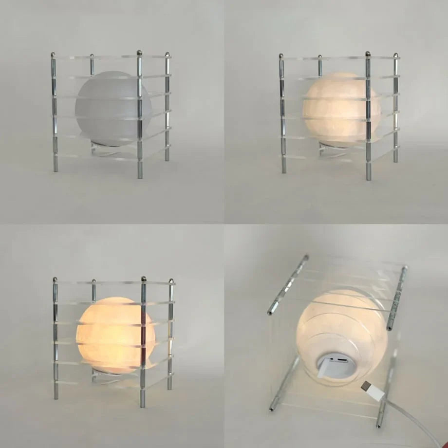 Textured Caged Resin Sphere Lamp