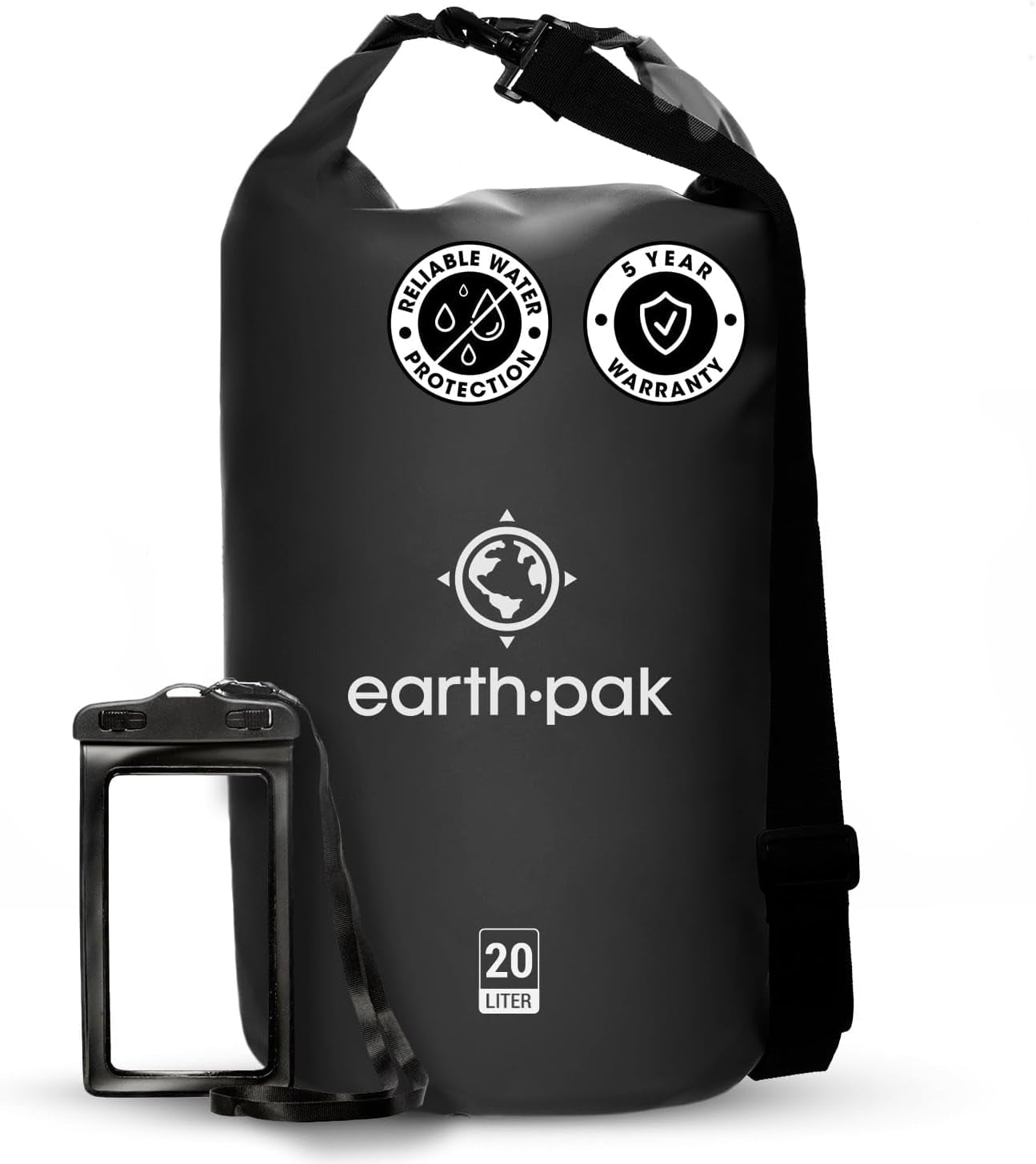 Earth Pak Waterproof Dry Bag - Roll Top Waterproof Backpack Sack Keeps Gear Dry for Kayaking, Beach, Rafting, Boating, Hiking, Camping and Fishing with Waterproof Phone Case Kayak Accessories Kayaking Sports Sports & Outdoors Water Sports