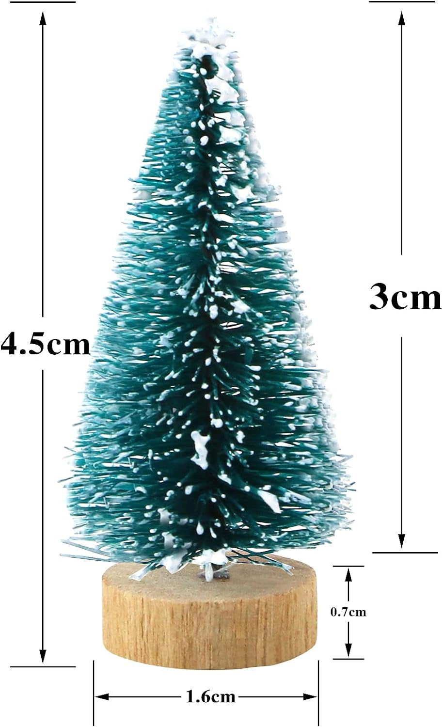 24Pcs Mini Pine Trees Frosted Sisal Trees with Wood Base Bottle Brush Trees Plastic Winter Snow Ornaments Tabletop Trees for Crafting, Displaying and Decoration (24 Pack) Hanging Ornaments Home & Kitchen Home Décor Accents Home Décor Products