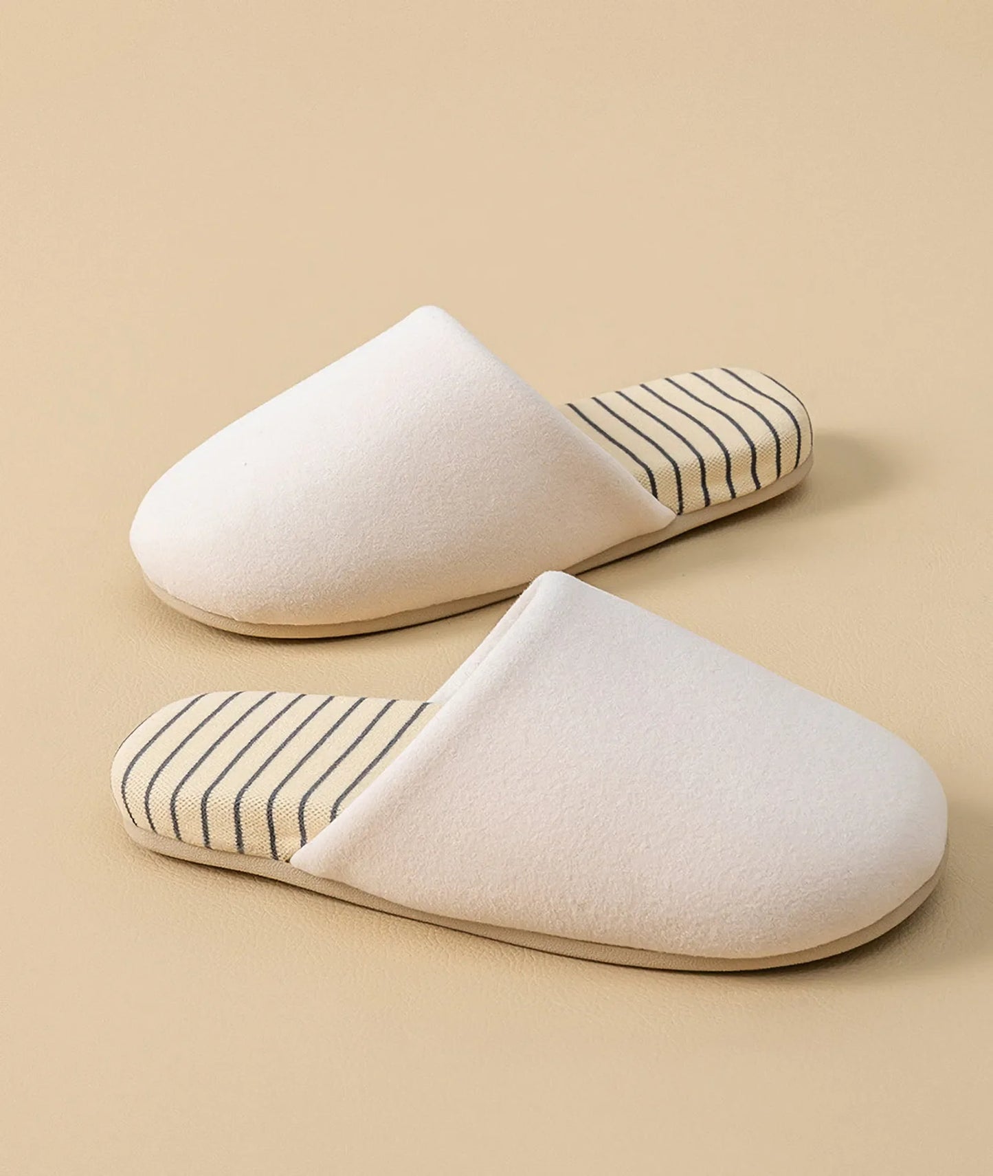 Plush Striped Cotton House Slippers