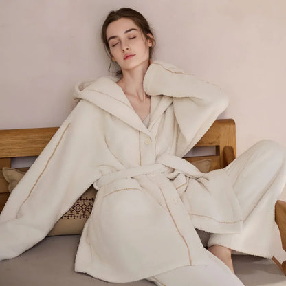 Plush Contrast Stitch Fleece Pajama Set