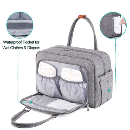 Diaper Bag Tote, WELAVILA Large Convertible Baby Bags with Changing Pad & Insulated Pockets for Mom & Dad, Unisex Multifunction Travel Diaper Tote (Gray) Baby Products Diaper Bags Diapering Totes