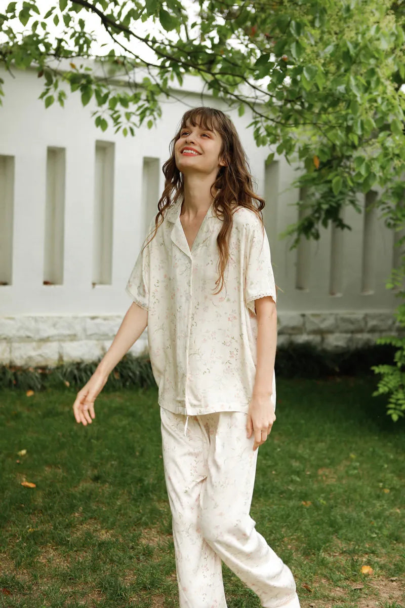 Silky Dainty Floral Cotton Sateen Pajama