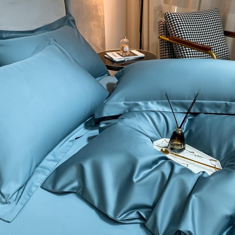 Neo Sky Blue Silky Cotton Bedding Set