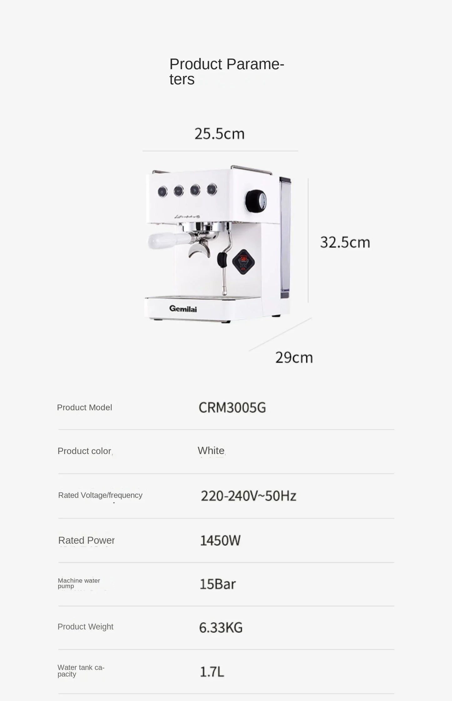 Halbautomatische kommerzielle Kaffeemaschine (15 Bar)