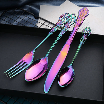 Dalia Rainbow Hammered Stainless Steel Cutlery Set