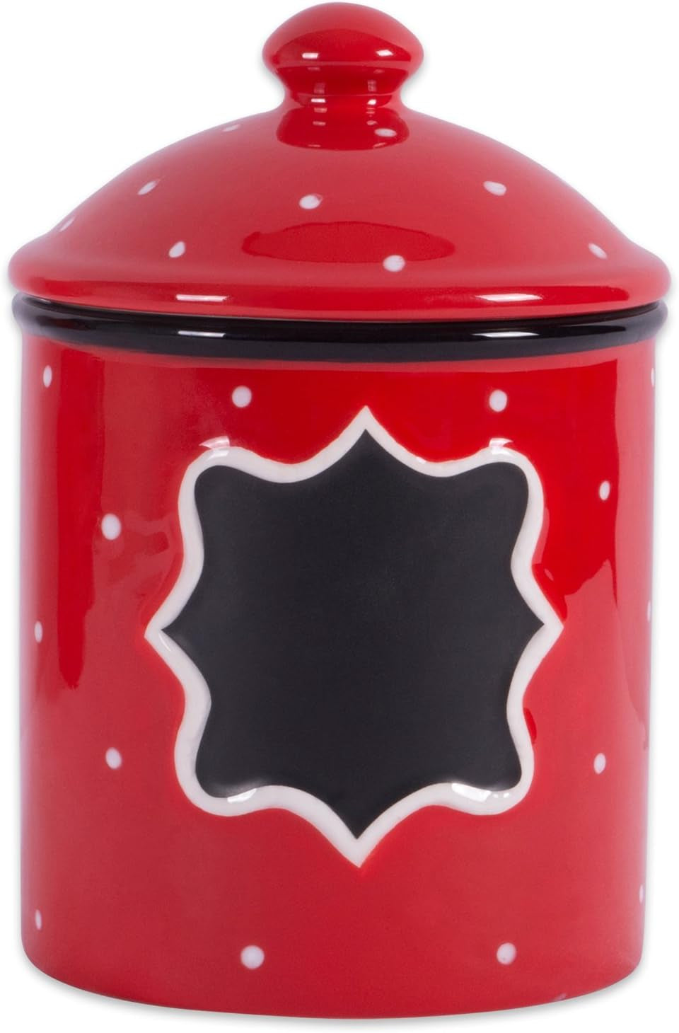 DII Ceramic Farmhouse Chic Polka-Dot Kitchen Canister/Container Organize Your Kitchen, Countertops, Cupboards or Pantry, Small, Red Food Jars & Canisters Food Storage Home & Kitchen Kitchen & Dining Storage & Organization