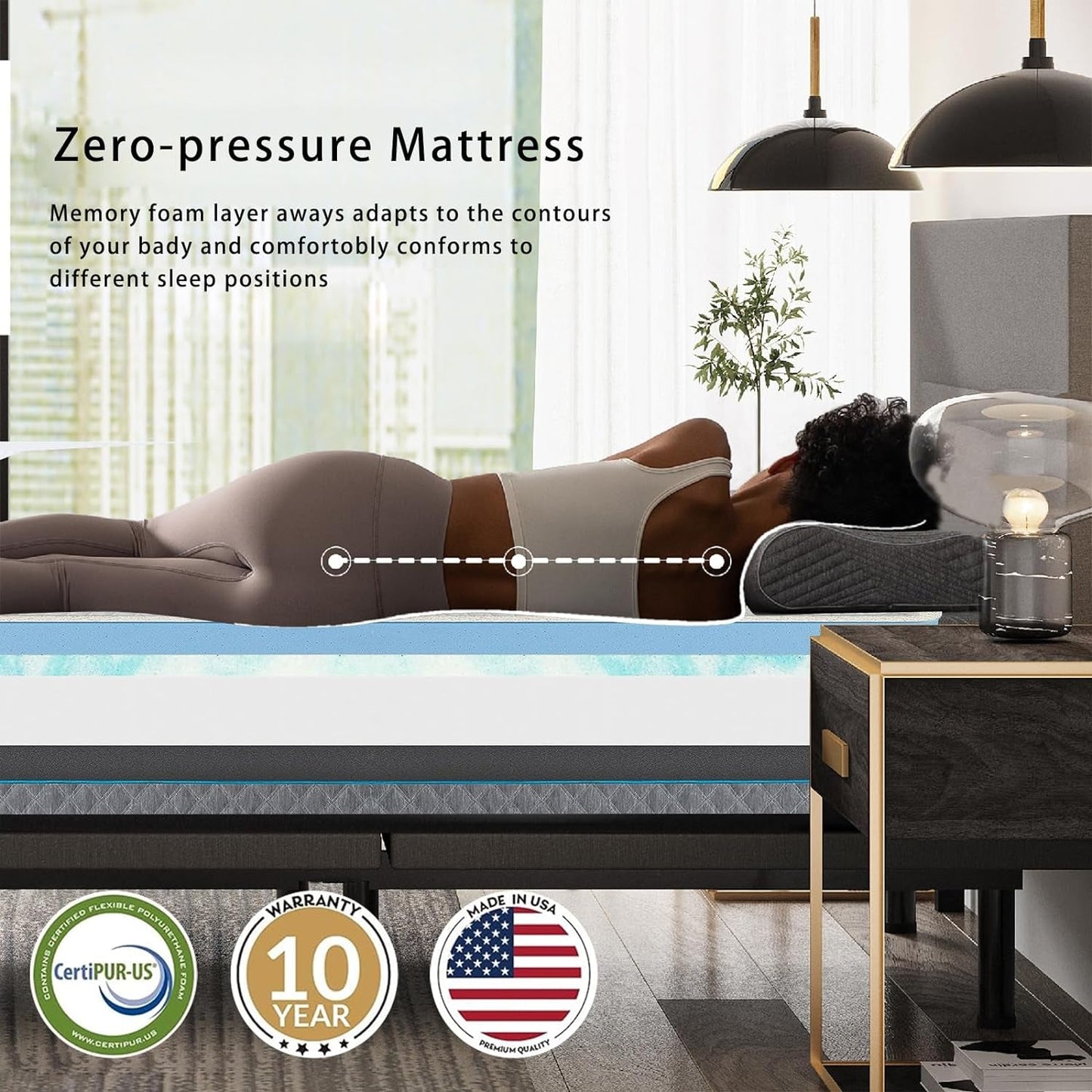 MLILY California King Mattress Memory Foam Mattress in a Box, Certipur-Us Certified Made in USA, Cooling Gel Foam Mattress, Medium Double Firm Mattress for Pressure Relief, White Bedroom Furniture Furniture Home & Kitchen Mattresses Mattresses & Box Springs