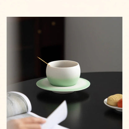 Matte Ombre Ceramic Coffee Cup & Saucer Set