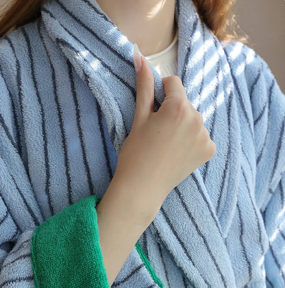 Plush Striped Long-Staple Cotton Robe