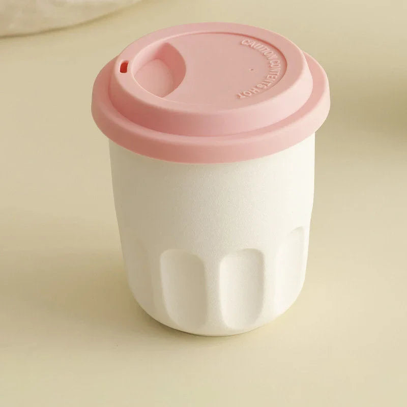 Frosted Grooved Ceramic Reusable Coffee Cup