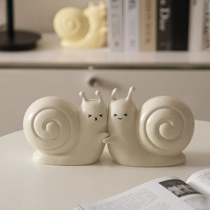 Smooth Smiley Snail Ceramic Bookends