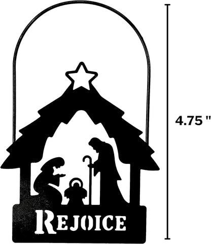 Black Nativity Ornament Set for Christmas Trees, Rejoice Manger Scene Silhouette and Hope Journey to Bethlehem Images Cutout, Religious 2023 Ornaments, 4.5 Inches, Set of 2 Hanging Ornaments Home & Kitchen Home Décor Accents Home Décor Products