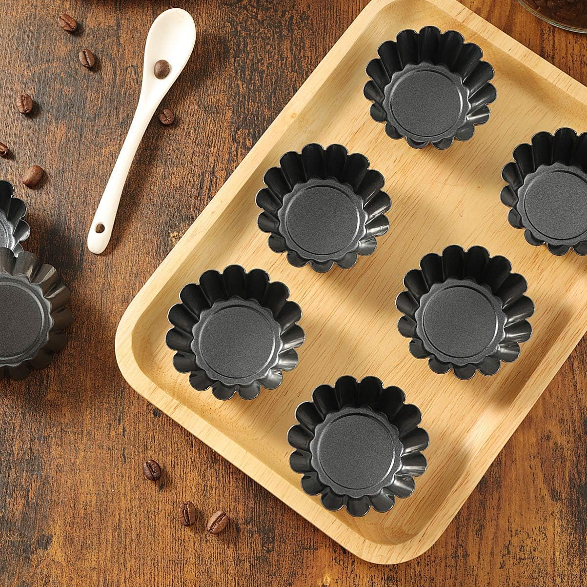 Healeved 12 Packs Size 2.6 X 0.9Inch Egg Tart Mini Tart Pans Pie Tin Tartlet Pan,Mini Cupcake Cookie Pudding Muffin Baking Cups Cooking Molds for Pies, Desserts, Quiche P Bakeware Home & Kitchen Kitchen & Dining Pie Tart & Quiche Pans Tart Pans