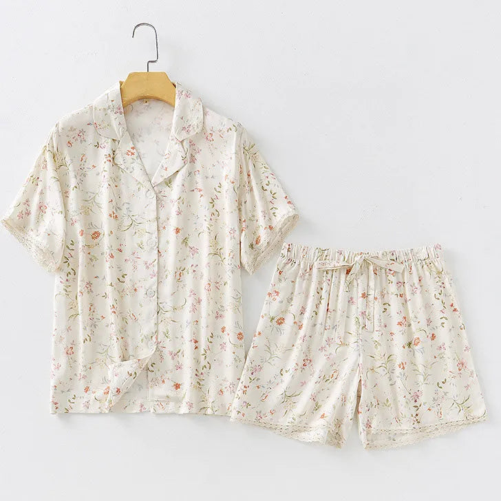 Silky Vintage Floral Cotton Sateen Pajama Set