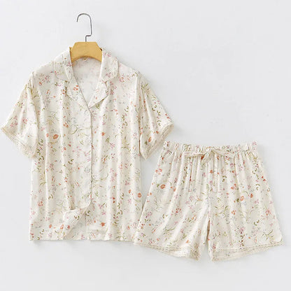Silky Vintage Floral Cotton Sateen Pajama Set
