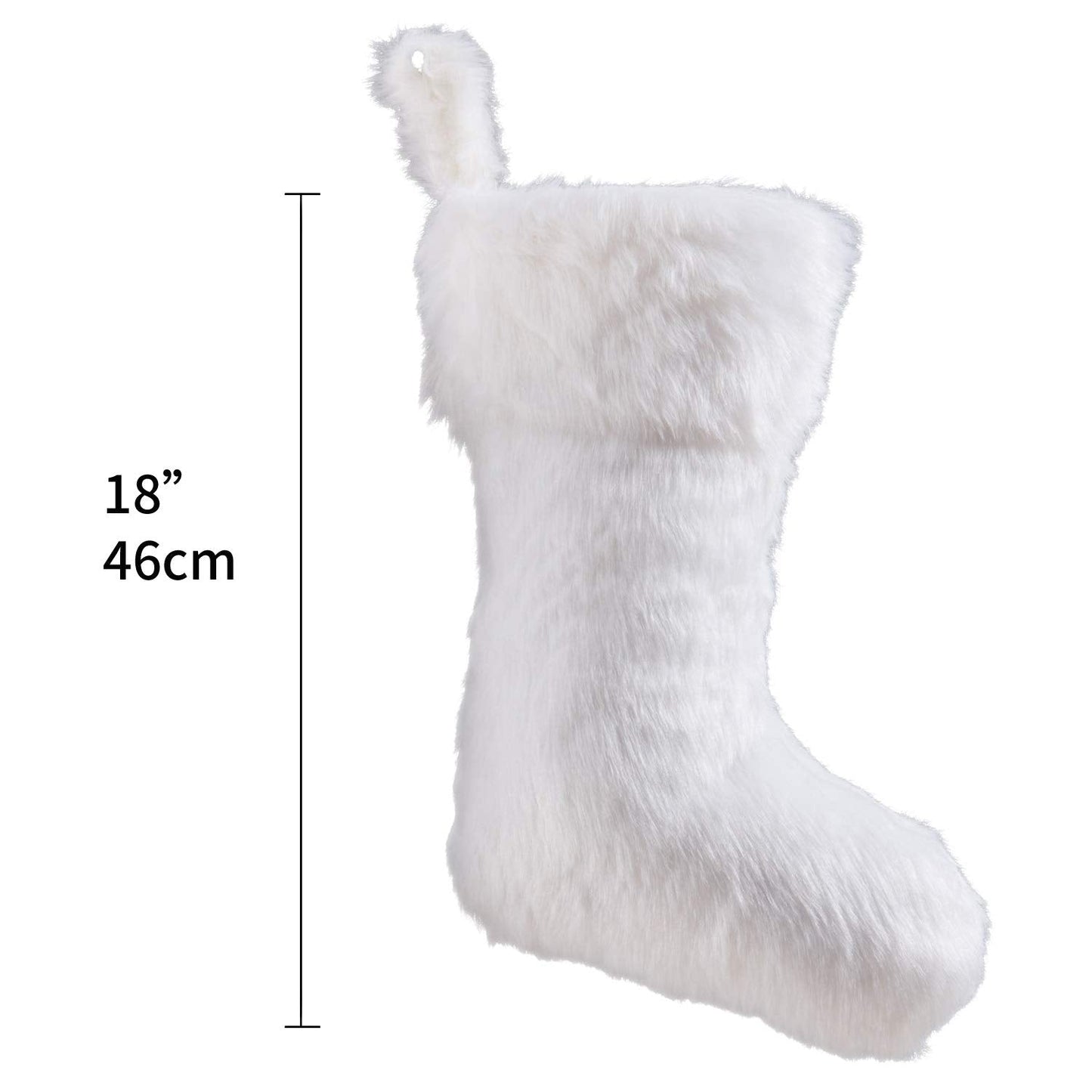 Christmas Stockings, 2 Pcs 18 Inches Large Snowy Luxury Hanging White Faux Fur Christmas Stocking for Family Holiday Party Christmas Fireplace Decorations (White) Home & Kitchen Seasonal Décor Stockings Stockings & Holders