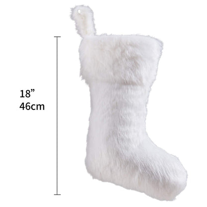 Christmas Stockings, 2 Pcs 18 Inches Large Snowy Luxury Hanging White Faux Fur Christmas Stocking for Family Holiday Party Christmas Fireplace Decorations (White) Home & Kitchen Seasonal Décor Stockings Stockings & Holders