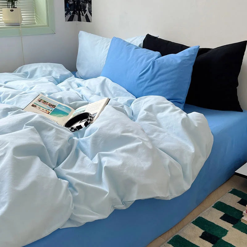 Soft Washed Solid Color Cotton Bedding Set