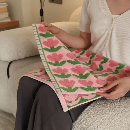Plush Tulip Floral Cotton Towel Set