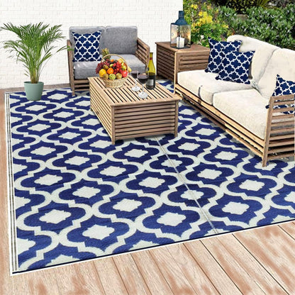 Balajeesusa Outdoor Rug - 5X7 Sky Blue, Black, Grey, Reversible Recycled Plastic Straw Outdoor Patio Rugs Clearance Waterproof Large RV Camper Rug 287 Lawn & Garden Outdoor Décor Outdoor Rugs Patio