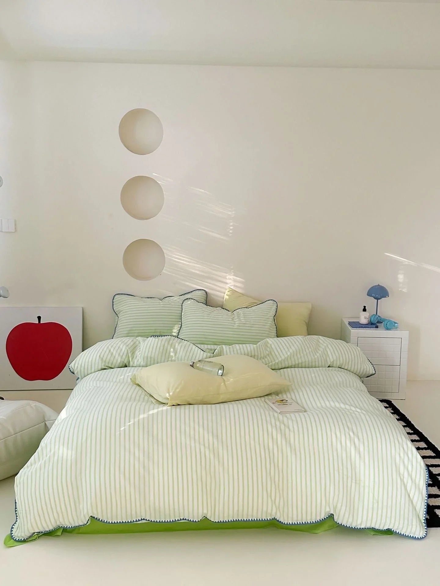 Soft Scalloped Striped Cotton Bedding Set