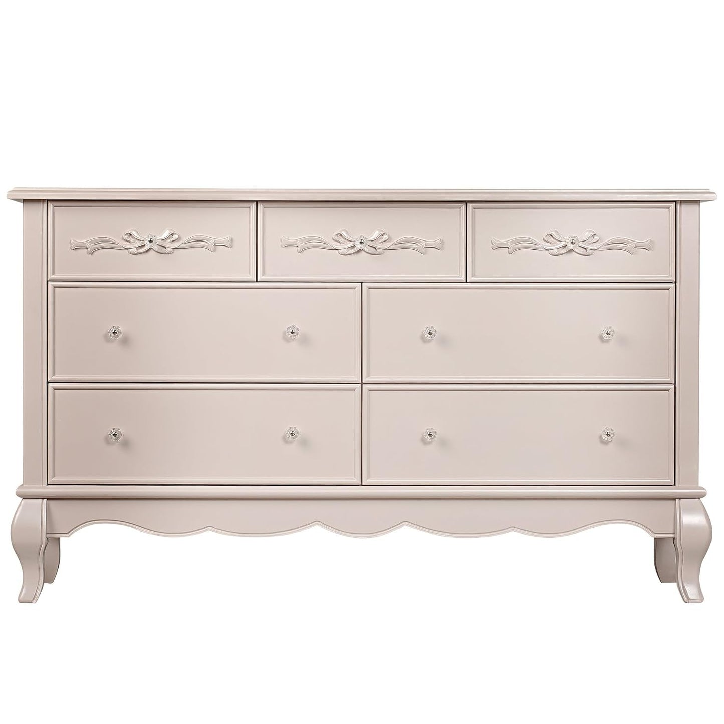 Evolur Aurora 7 Drawer Double Dresser, Akoya Grey Pearl/Silver Mist & Aurora 6 Drawer Tall Chest in Akoya Grey Pearl/Silver Mist Bedroom Furniture Dressers Furniture Home & Kitchen