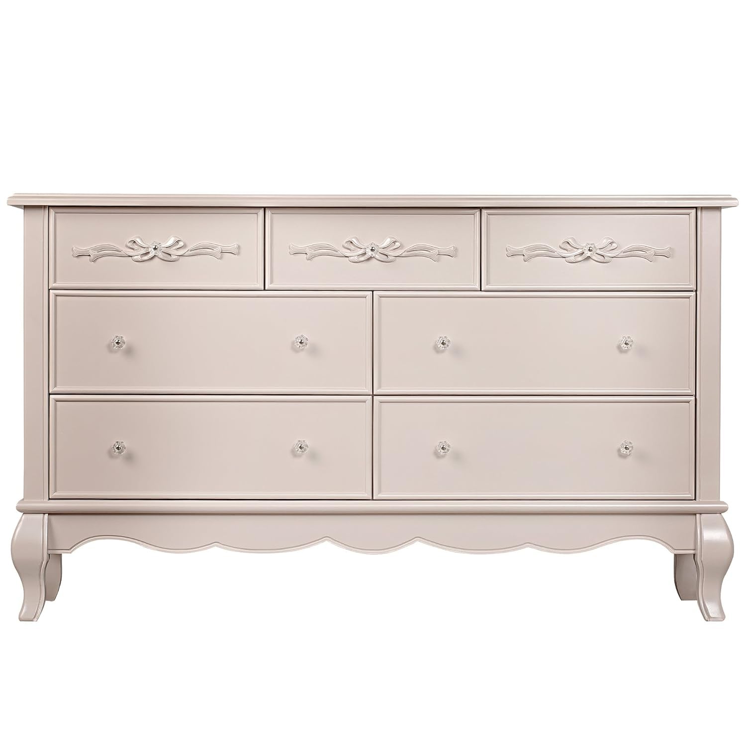 Evolur Aurora 7 Drawer Double Dresser, Akoya Grey Pearl/Silver Mist & Aurora 6 Drawer Tall Chest in Akoya Grey Pearl/Silver Mist Bedroom Furniture Dressers Furniture Home & Kitchen