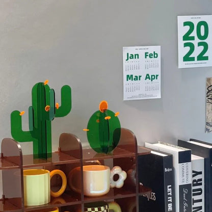 Sleek Geometric Acrylic Cactus Sculpture Set