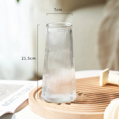 Fluted & Bark Textured Glass Vase for Minimalist Decor