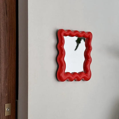 Glossy Wavy Frame Melamine Desktop Mirror