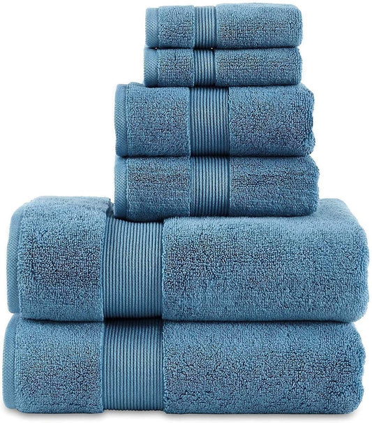 703 GSM 6 Piece Towels Set, 100% Cotton, Zero Twist, Premium Hotel & Spa Quality, Highly Absorbent, 2 Bath Towels 30” X 54”, 2 Hand Towel 16” X 28” and 2 Wash Cloth 12” X 12”. Teal Color Bath Home & Kitchen Towel Sets Towels