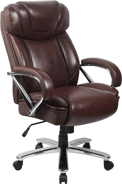 Flash Furniture HERCULES Series Big & Tall 500 Lb. Rated Brown Leathersoft Executive Swivel Ergonomic Office Chair with Extra Wide Seat Furniture Home & Kitchen Home Office Chairs Home Office Desk Chairs Home Office Furniture