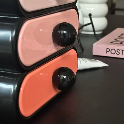 Glossy Wavy Color Block Makeup Organizer