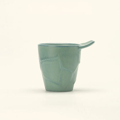 Textured Geometric Ceramic Coffee Cup & Saucer Set