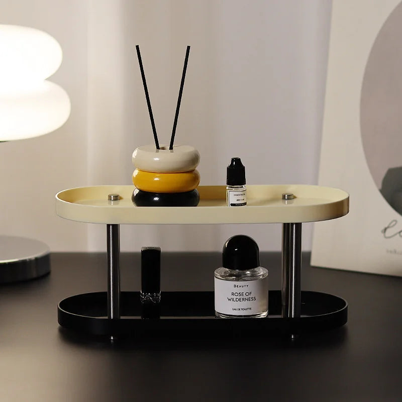 Smooth Color Block ABS Tiered Vanity Tray