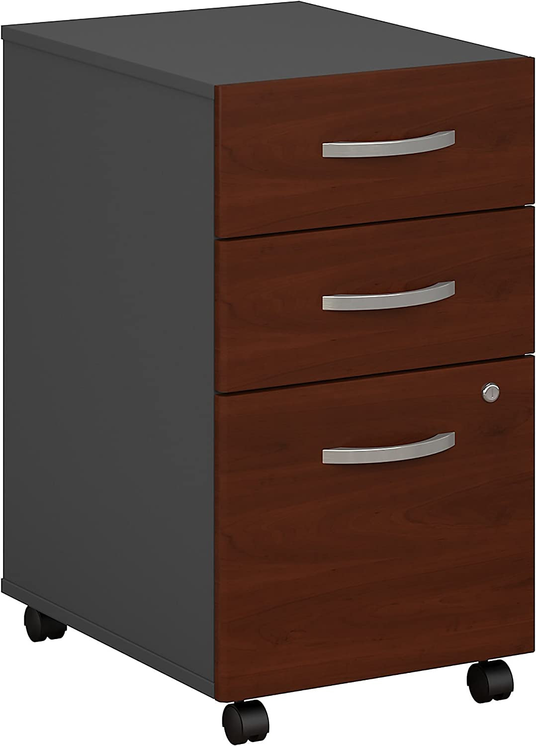 Bush Furniture BSHWC72453SU Series C Collection Three-Drawer Mobile Pedestal (Assembled) Natural Cherry Cabinets File Cabinets Mobile File Cabinets Office Furniture & Lighting Office Products Racks & Shelves