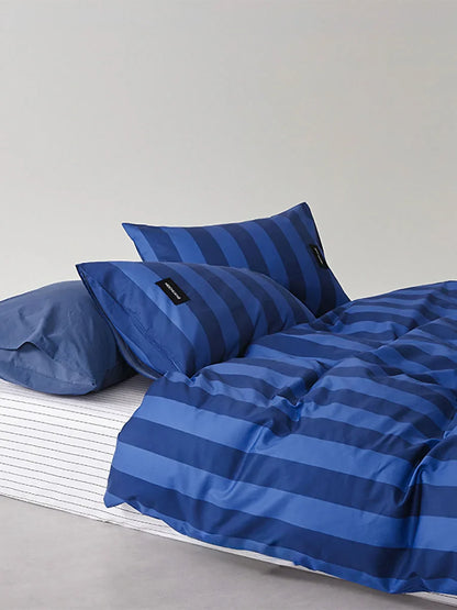 Soft Washed Wide Striped Cotton Bedding Set
