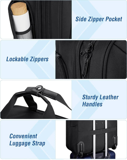 BAGSMART Sac à roulettes pour ordinateur portable, porte-documents à roulettes de 17,3 pouces avec roulettes pour hommes et femmes, grand sac d'ordinateur à roulettes pour le travail, les voyages d'affaires, noir