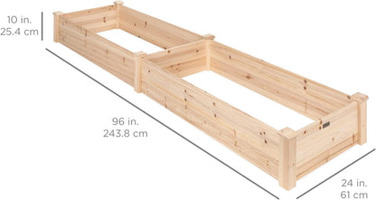 Best Choice Products 8X2Ft Outdoor Wooden Raised Garden Bed Planter for Vegetables, Grass, Lawn, Yard - Natural Gardening & Lawn Care Lawn & Garden Patio Planters & Container Accessories Pots Raised Beds