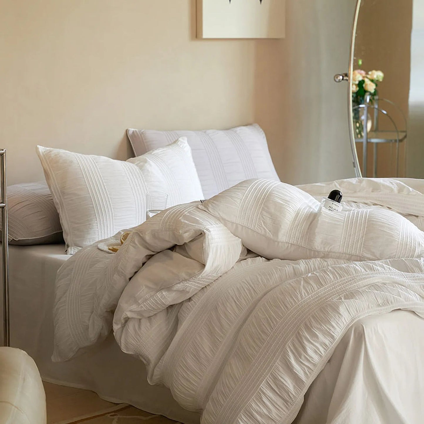 Textured Pintuck Washed Cotton Bedding Set