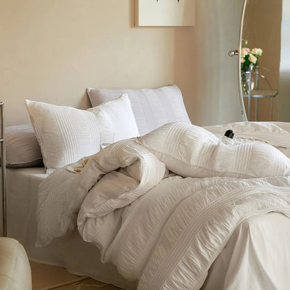 Textured Pintuck Washed Cotton Bedding Set
